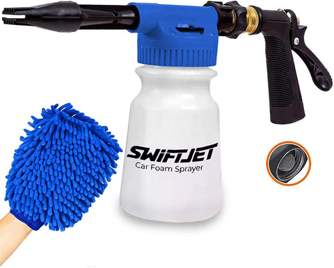Car Wash Foam Gun + Free Microfiber Wash Mitt (Blue)